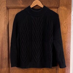 J. Crew Black 100% Cotton Cable Knit Mockneck Sweater - size S